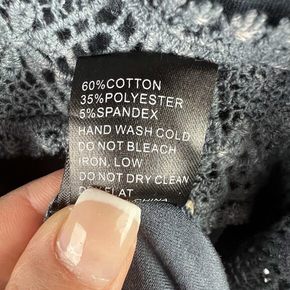 POL Dress Womens Large Sleeveless Blue Hooded Button Front Crochet Boho - Picture 5 of 8